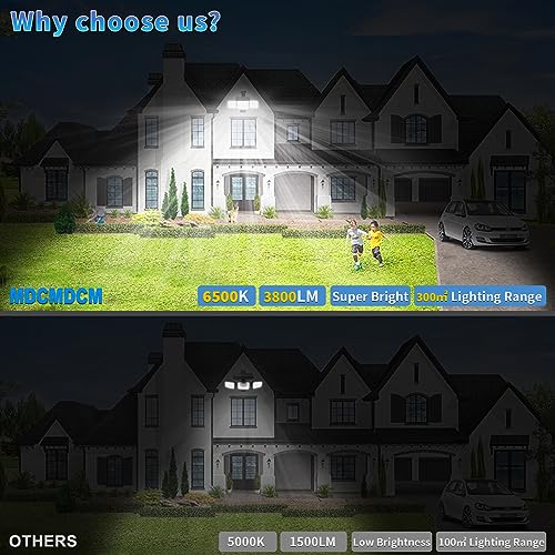 Image of MDCMDCM Solar Lights Outdoor Waterproof Motion Sensor - 416 LEDs 3000 Lumens Super Bright 3 Brightness 3 Modes 360 Illumination 32ft Solar Flood Security Light for Outside (Classic, 1)