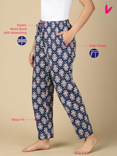 Image of PYNK by Lux Cozi Women's Cotton Printed Palazzo Pyjama Relaxed Lounge Pants | Super Soft Comfortable | Loungwear Pyjama Pant-Pack of 1