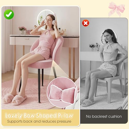 Sillón Plegable Terciopelo Rosa Claro miniatura 6