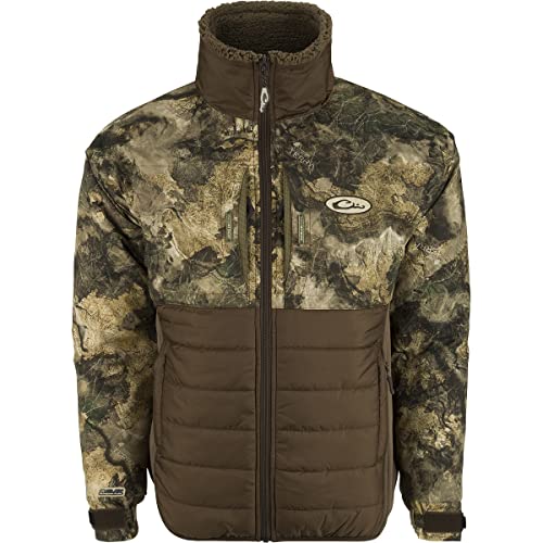 Drake Waterfowl LST Guardian Flex Double Down Eqwader Full Zip Jacket Camo (2XL, Mossy Oak Terra Bayou)