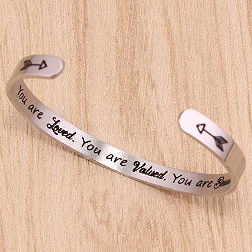 Btysun Bracelets for Women Mothers Day Bracelet Gifts from Daughter Inspirational Gifts for Women Graduation Gifts for Her Motivational Birthday Cuff Bangle Friendship Personalized Mantra Jewelry…