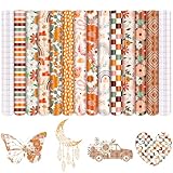 HTVSTD Boho Style Permanent Adhesive Vinyl - 12 Sheets 12'' x 10'' Boho Adhesive Vinyl Rainbow Self Sticker for Mugs