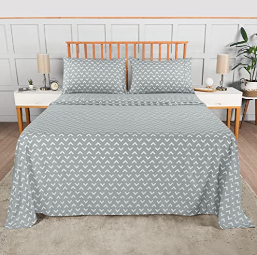 Image of Utopia Bedding Queen Sheet Set, Soft Microfiber 4 Piece Bed Sheets with 15 inch Deep Pocket - Easy Care Brushed Microfiber (Arrows - White)