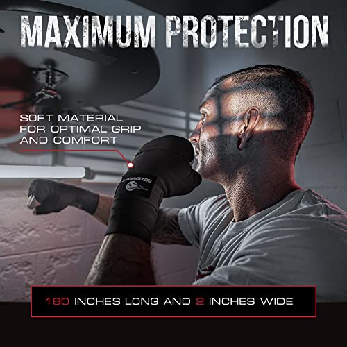 Boxerpoint 180" Ringside Boxing Wraps For Men And Women | Boxing Hand Wraps For Boxing Gloves Men, Women, Muay Thai, Kickboxing, Mma - Professional Handwraps Breathable Boxing Glove Wraps | Black #TOP3
