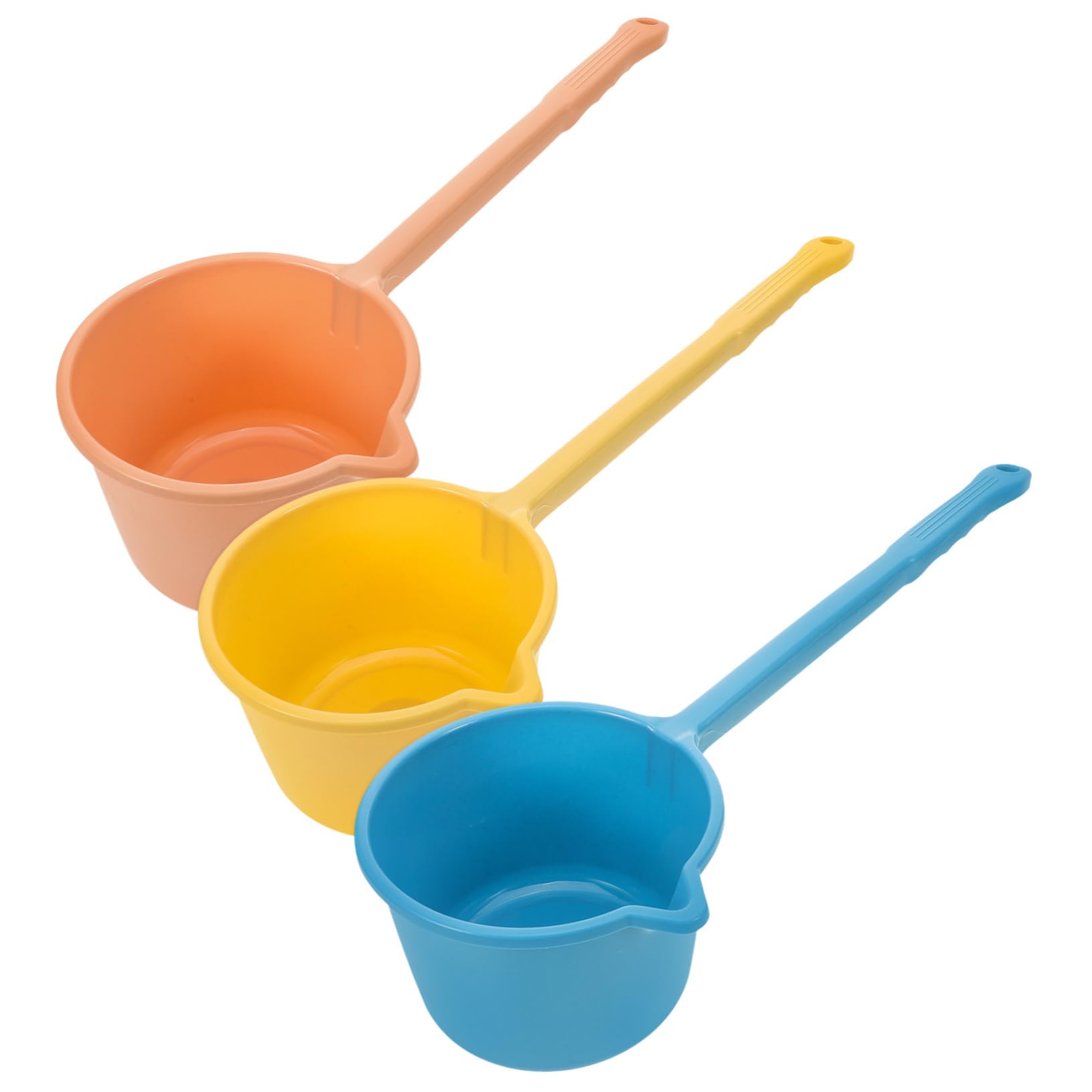 HOLIDYOYO Plastic Water Ladle Bath Ladle Dipper 3pcs Long Handle Hair Washing Cup Kitchen Water Scoop Livestock Feeding Ladle for Garden Watering Supplies
