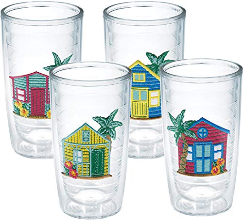 Tervis Made in USA Double Walled Beach House Retreat Collection Insulated Tumbler Cup Keeps Drinks Cold & Hot, 16oz 4pk, Beach House Assorted - No Lid