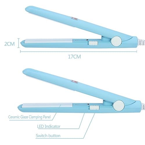 Miniatura 2 de Mini alisador de pelo 2 en 1, rizador de plancha (enchufe de EE. UU., azul cielo)