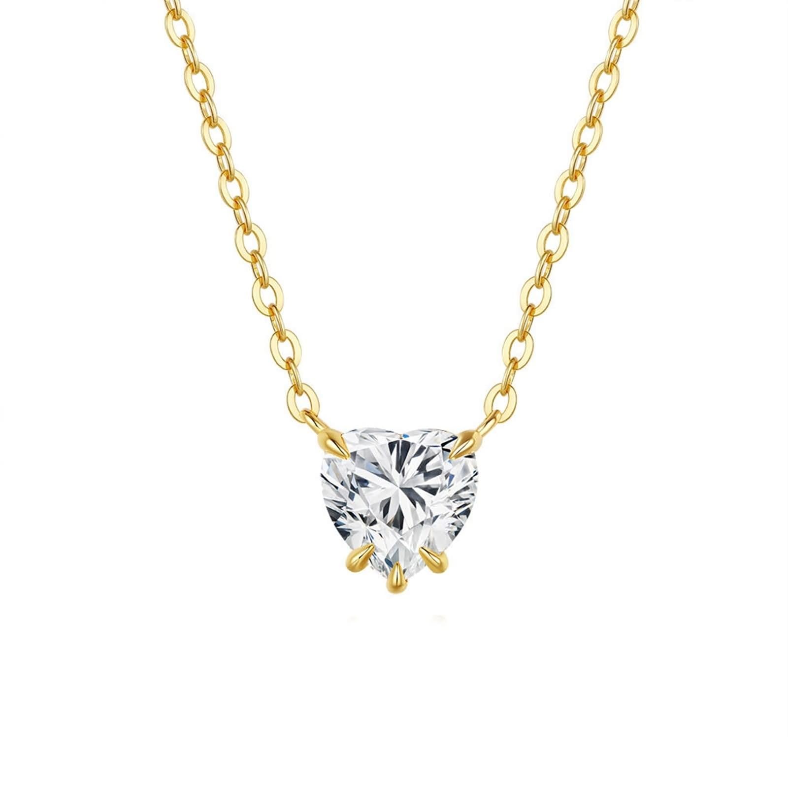 Collares de moissanita para mujer, collar de oro amarillo de 14 quilates y oro amarillo de 14 quilates con solitario de 9 quilates, 14 quilates, para el día de San Valentín