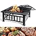 Brasero Exterieur Terrasse BBQ 81x81x48cm, Braséro Barbecue, Brasero de Jardin, avec Grill Acier Inoxydable 304,Couverture Étanche,Couvercle de Protection Contre Les Étincelles, Fourche à Feu