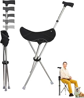 [Yizibuur]ステッキチェア 折りたたみ杖椅子 軽量 持ち運び 耐荷重150kg 高さ調整可能 3本脚設計 椅子付き杖 椅子になる杖 杖型椅子 簡易いす コンパクト 小型 快適 安定性 椅子つき杖 高齢者 障がい者対応 福祉用具 スポーツ観戦 旅行 登山 介護用品 アウトドア