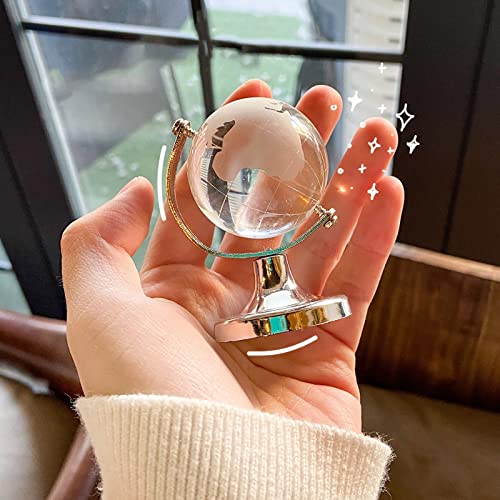 Globe de Cristals, Globe de Cristals Mini Globe Terrestre Rond Carte du Monde Boule de Verre, Papiers Décor Artisanat Ornement de Bureau, Parfait pour la décoration de la Maison Cover