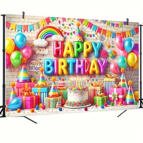 Image of BlissYard Colorful Happy Birthday Banner 71x43 Inch Birthday Backdrop