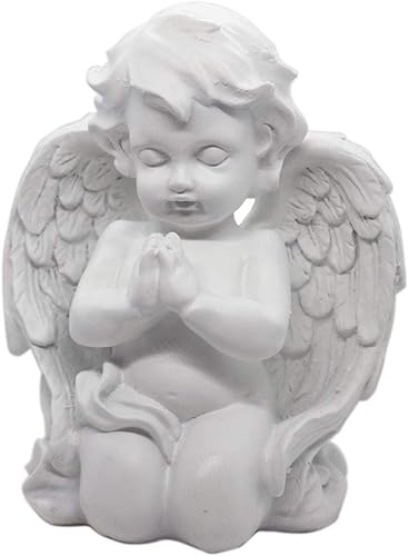 Miniatura 2 de Estatua de ángel de querubín rezando de rodillas para interiores y exteriores, hogar, jardín, guardián, decoración de iglesia, alas de bautismo,