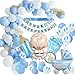 Baby Shower Dekorationen Junge, Babyparty Deko Junge mit Babyshower Boy set, Blauen Deko Babyparty Junge luftballons, Its a Boy Banner, luftballons baby für Baby Shower Babyparty Junge Deko Mehrweg