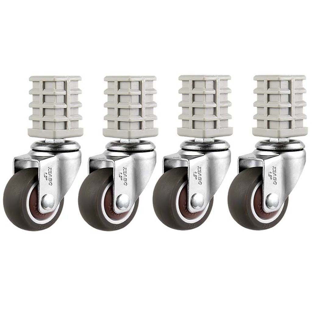 1.5 Inch (38mm) Casters, 4-Piece Set of Casters for Furniture Square Tube - Locking Casters, Noiseless PCE Casters, Suitable for Carts and Furniture
