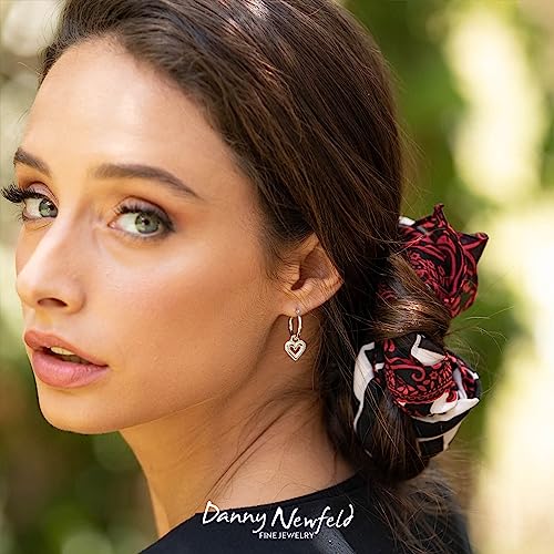 925 Sterling Silver Heart Hoop Earrings with Heart Charm, Hypoallergenic Hoop Earrings for Girls and Women, Dainty Earrings, Trendy Jewelry by Paz Creations, Gold/Rose Gold/Silver Charm2