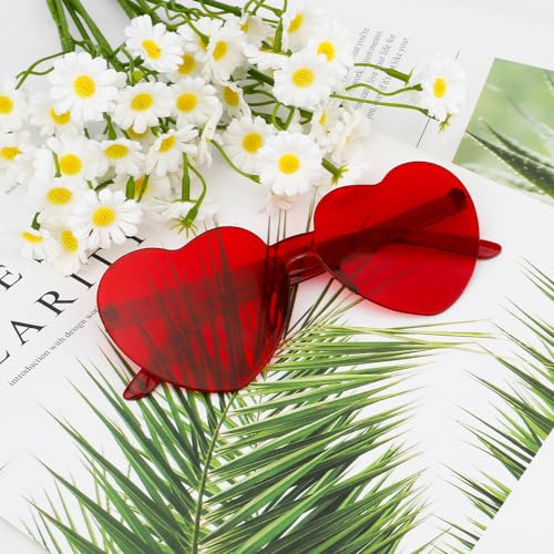 Women's Heart Shaped Sunglasses - Red Glasses for Girls, Bride, Party, Festival - Bulk Sunglasses4
