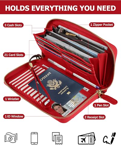Image of Large Wallet for Women, Clutch Wallet with Passport Holder
