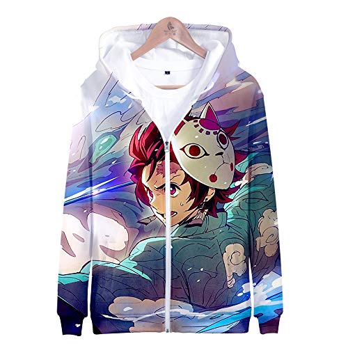 Yumenam Unisex Anime Demon Slayer Chaqueta de Capucha Cardigans Kimetsu no Yaiba Tanjirou Nezuko Zenitsu 3D Impresión Cremallera Abrigo Tops Traje de Cosplay Sudaderas con Capucha Cover