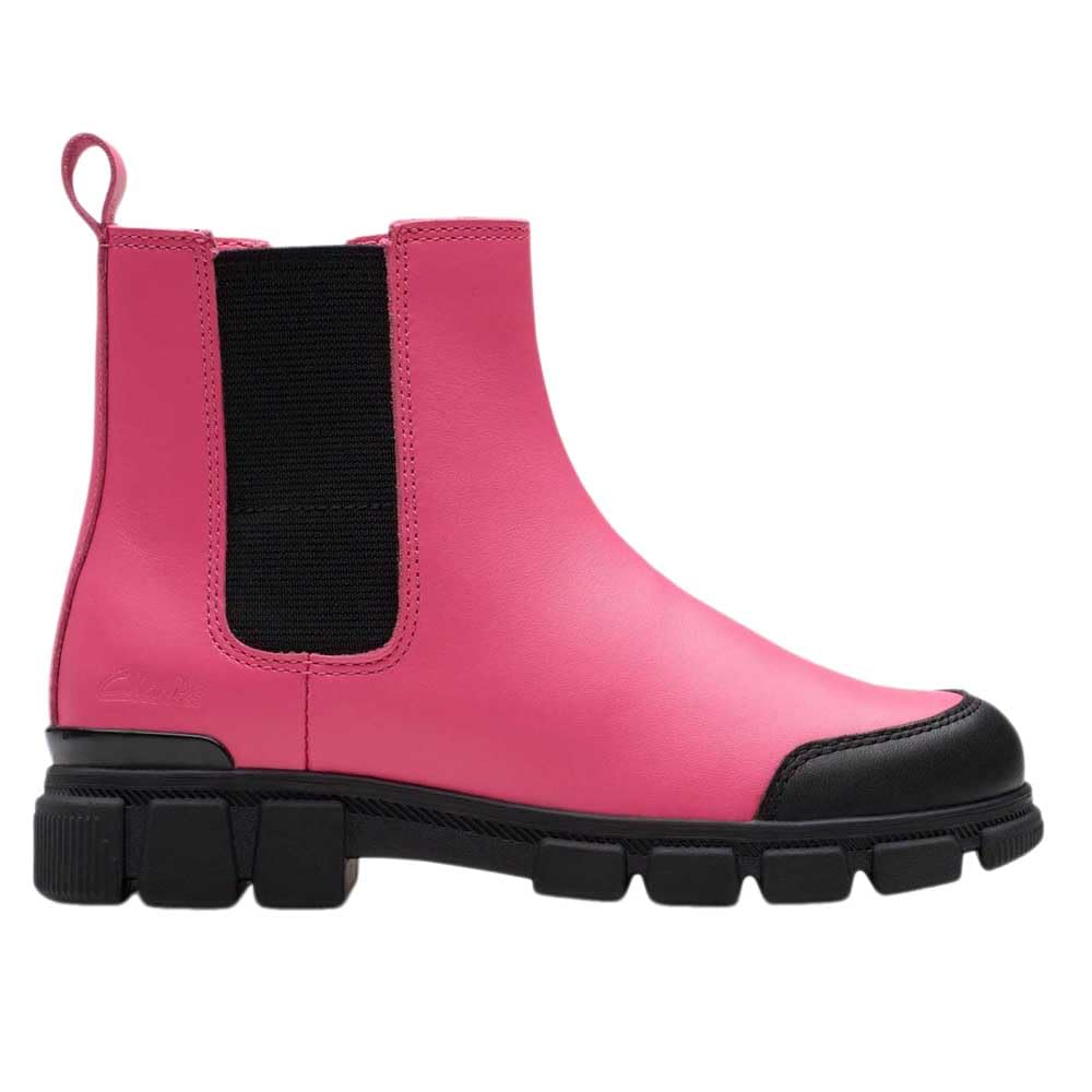 Clarks EvynChelsea K. Childrens Bright Pink Lea, 1.5