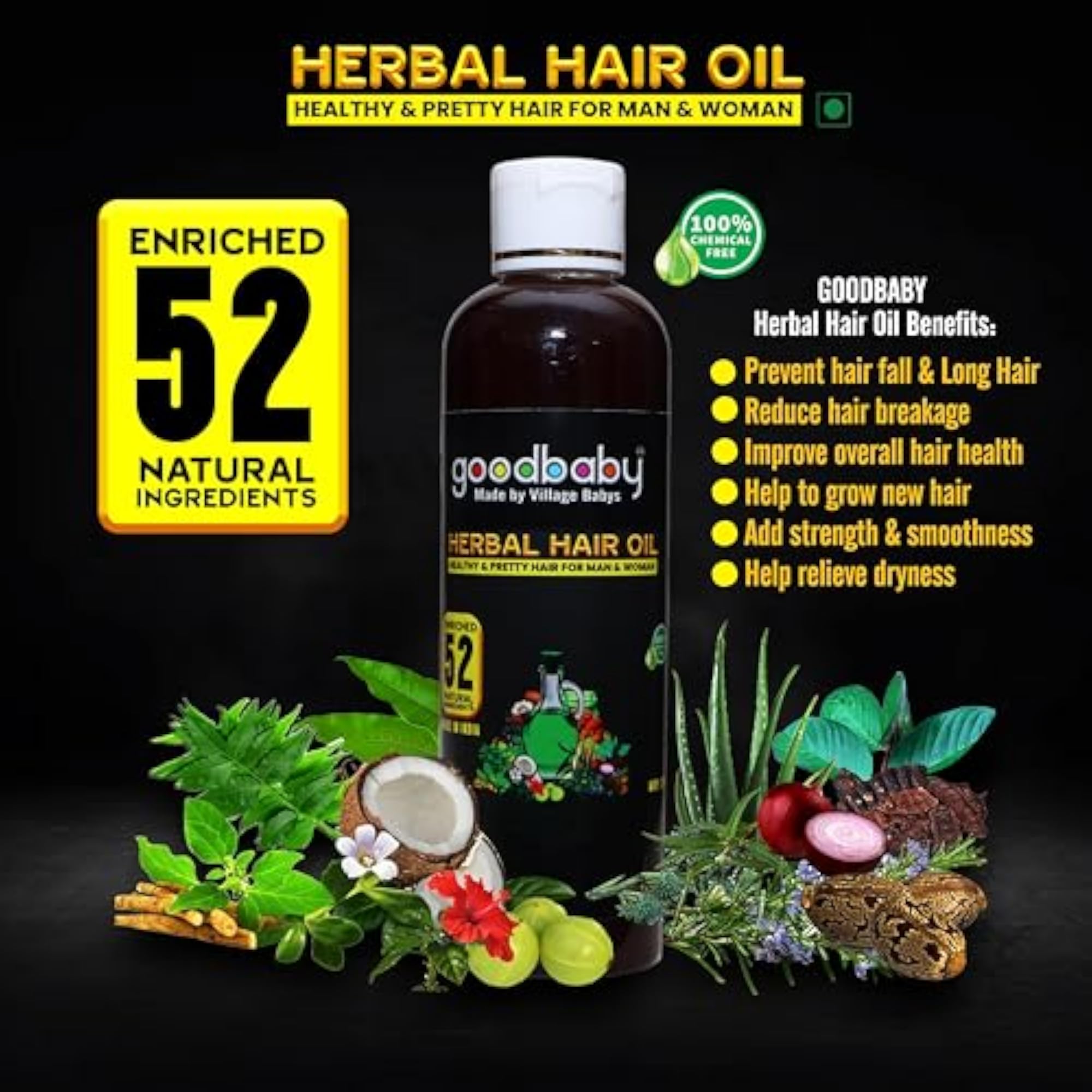 Natural Herbal Hair Oil, 500ml