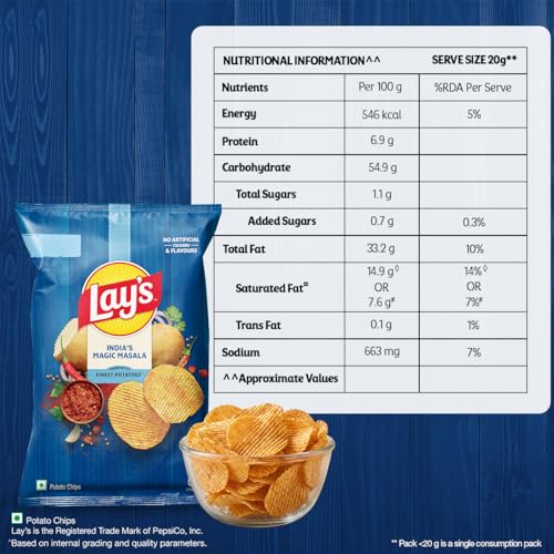 Image of Lays Potato Chips - Masala Magic, 80gm /82gm (Weight May Vary)