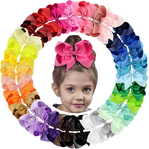 30Pack 6in Grosgrain Ribbon Hair Bows Baby Girl s Clips Large Big Hair Bows Clips For Baby Girls Teens Toddlers