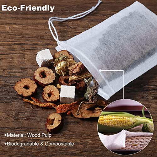 Numola Disposable Drawstring Tea Filter Bags, Empty Tea Bags Corn Fiber Natural Material Seal Tea Infuser Bag, Biodegradable And Compostable Herb Sachet Bags For Loose Leaf Tea 100 Pcs (4.2" X 3.2") #TOP6