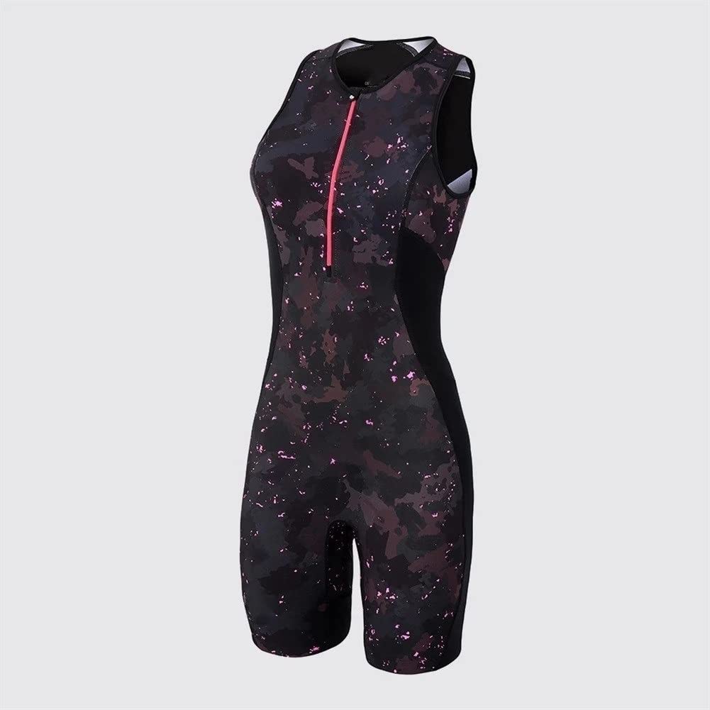 CYTSH Triatlón de Mujer Traje Traje de Ciclismo Traje sin Mangas Bike Body con Bolsillos Gel 9D Almohadilla MTB Traje de Uniforme de Equipo
