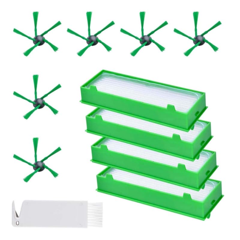 Pezzi di ricambio per robot aspirapolvere Vorwerk Folletto VR200 VR300, set di pezzi di ricambio contiene 4 filtri HEPA, 6 spazzole laterali, 1 spazzola piccola