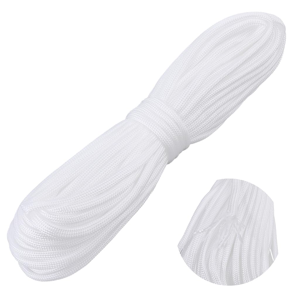 GORGECRAFT 15M White Paracords Rope 550lb Versatile Utility High Strength Survival Tools Camping Parachute Cord String Hanks for Outdoor Adventures Tactical Gear Emergency Supplies