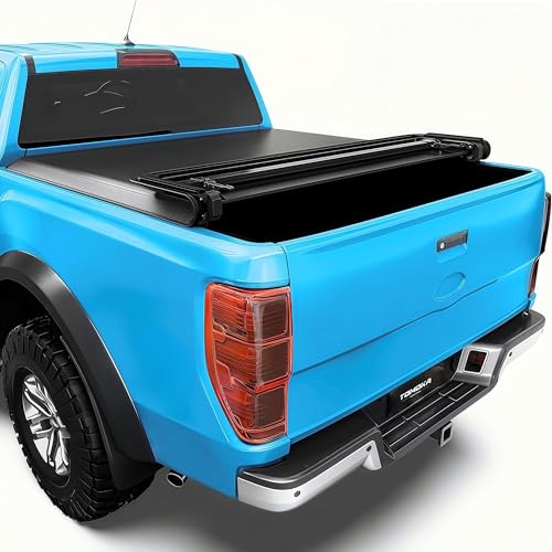 TOMOKA Soft Quad Fold Truck Bed Tonneau Cover Compatible for
