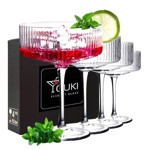YOUKI Juego de 4 copas de cóctel vintage de 280 ml