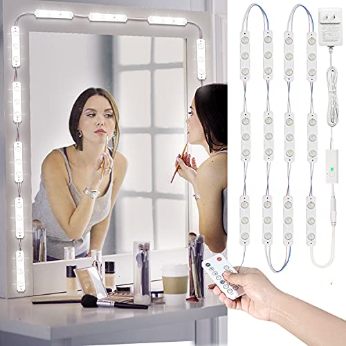 wobsion Vanity Lights for Mirror, 60 LEDs Bright White Lights for Vanity Mirror, 10ft Makeup Vanity Lights with RF Remote,12V Led Vanity Mirror Lights,Timing&Dimmable,Mirror not Included