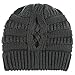 Koreshion Frauen Winter Beanie Messy Bun Criss Cross Pferdeschwanz Loch, dunkelgrau, Einheitsgröße