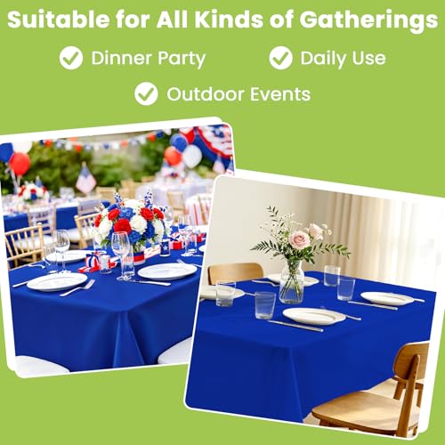 Image of Mulbozy 4 Pcs Blue Plastic Table Cloth Disposable, 54 x108 Inch