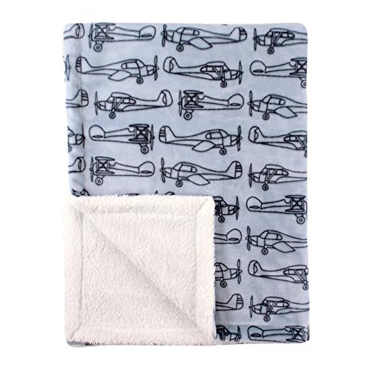 Hudson Baby Blanket with Sherpa Backing, Airplane, One Size