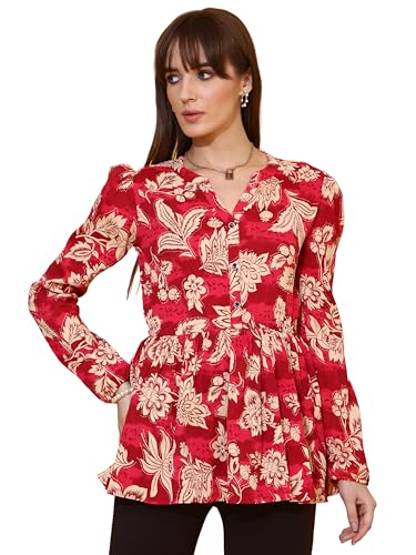 Image of Sheetal Associates Women's Top Shirt Stylish Trendy for Girls | Floral Printed Top | Lightweight Day Comfort