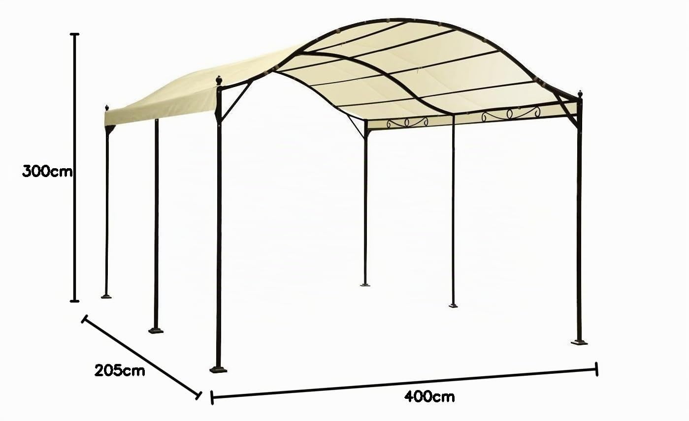 97747 Gazebo Tunnel, Metallo, Ecru, 400x300x205 cm