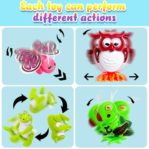 24 pcs wind up toys assorted animals bulk flipping walking jumping clockwork toywind up animal party favors toy for birthday birthday party favorsclassroom prizestreasure box