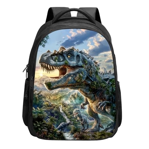 SARA NELL Kids Backpack Boys Dinosaur Backpack, Cool Boys Backpack, Ancient Dinosaur Group School Backpack, T-rex Dino Bookbag for Kids, 16 Inch Boy Backpack with 2 Compartments