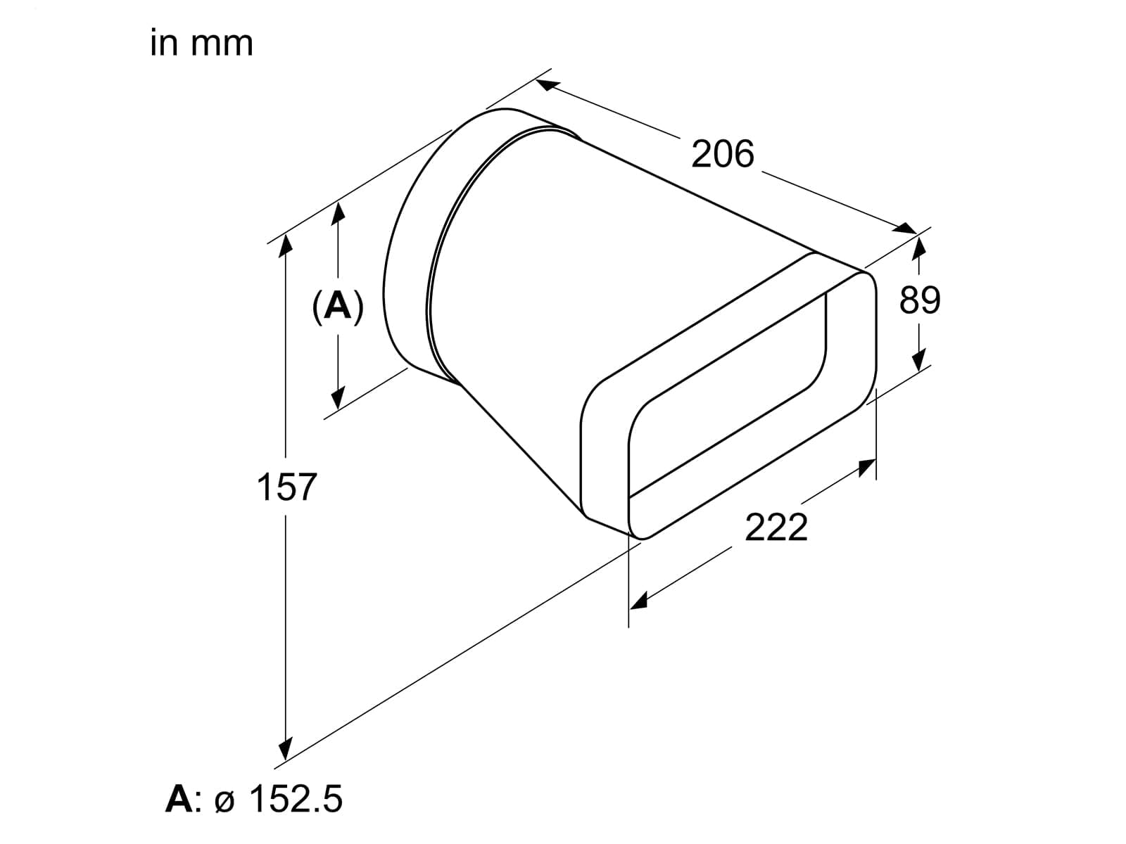 Bosch HEZ9VDSI0 akcesoria do płyt kuchennych z wyciągiem, adapter rurowy okrągły, płaski, Ø 15 cm średnicy, czarny