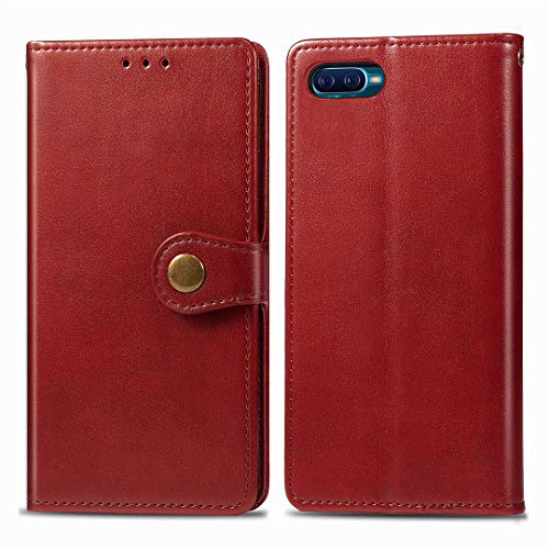 Funda Oppo K1 / R15X, de piel sintética de alta calidad, con cierre magnético redondo, ranuras para tarjetas, funda protectora con correa de mano para Oppo K1 / R15X, compatible con OPPO K1 / R15X