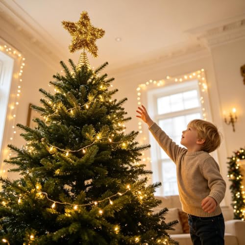 Estrella para árbol de Navidad vintage y ligera para decoración interior 3