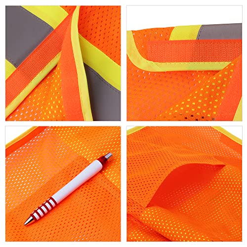 Toptie AS76705_ORANGE-3XL High Visibility Mesh 5 Points Break Away Safety Vest With Reflective Back X Pattern thumb #3