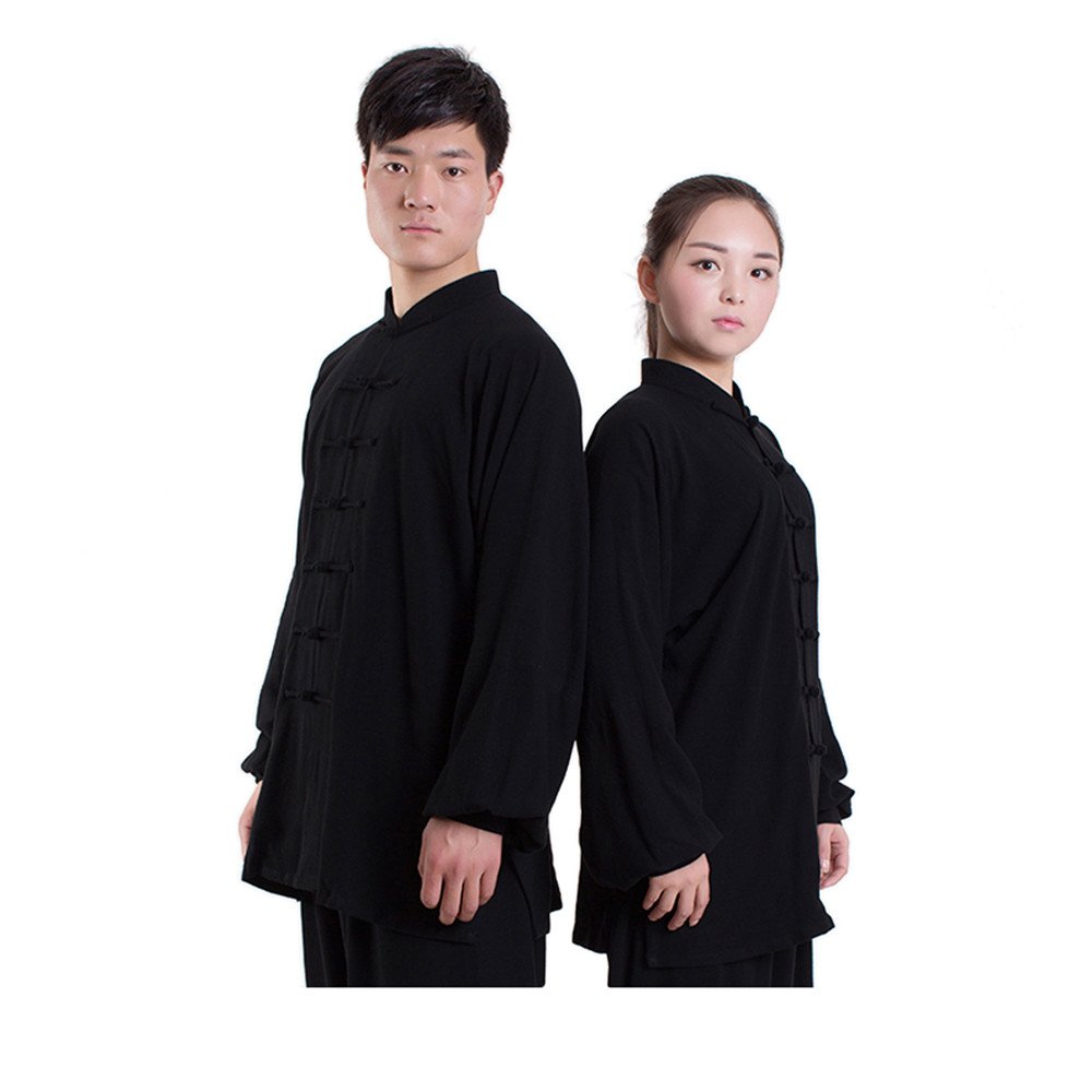 G-LIKE Tai Chi Uniform Clothing - Qi Gong Martial Arts Wing Chun Shaolin Kung Fu Taekwondo Training Cloths Apparel Clothing (Black, XXXL)