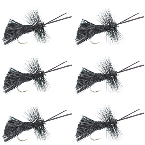 The Fly Fishing Place Black Goddard Caddis Classic Trout Dry Fly - Set of 6 Flies Size 14