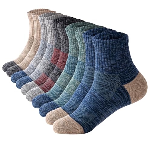 Mottee&Zconia Mens Athletic Cotton Crew Socks Reinforced Toes Cushioned Breathable Arch Support Sock 5 Pack Size8-10