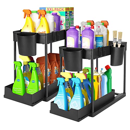 Jianyana - Bajo Fregadero Estantería Estante de Almacenaje, Debajo del Fregadero Organizador, Organizador Cocina Debajo del Fregadero, 2 Capas Estante para Cajones para Baño, Cocina, Oficina Cover