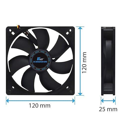 Miniatura 5 de Kingwin Ventilador silencioso de 4.724 in para carcasas de computadora, plataforma de minería, refrigeradores de CPU, ventilador de refrigeración de